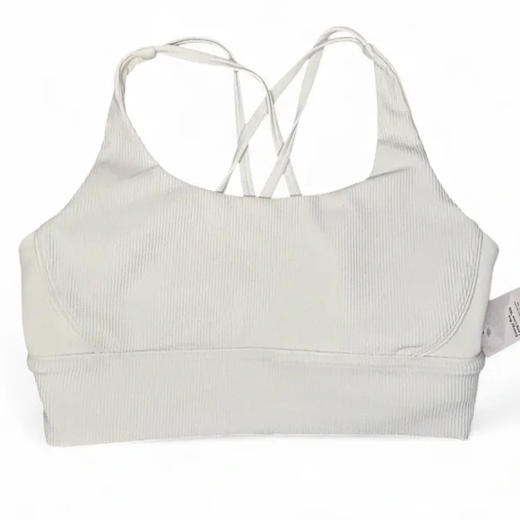 Lululemon Energy Bra Vapor White Ribbed Medium Support Size 12 NWT - Picture 5 of 5